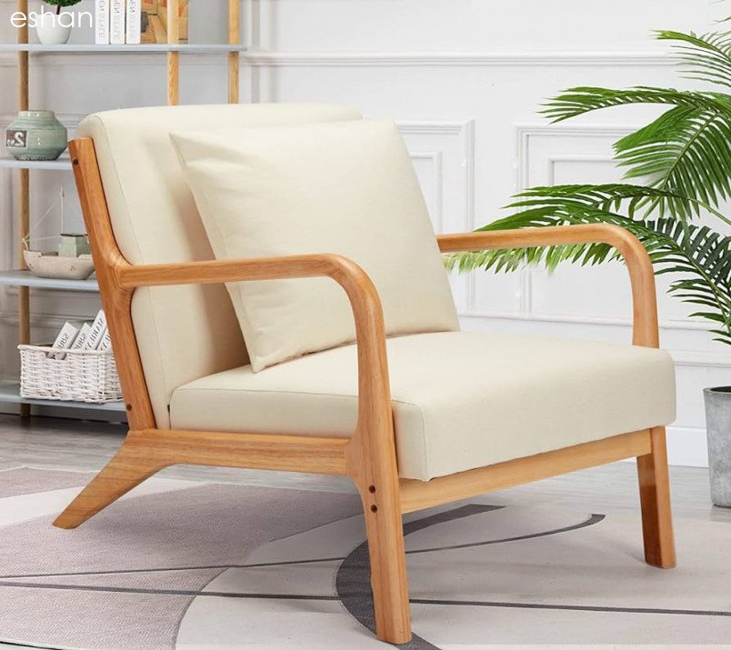 YODOLLA Armchair, Accent Chairs, Cocktail Chair for Living Room, Lounge  Chair, Modern Reading Chair with Wooden Armrest, Armchair, Accent Chairs,